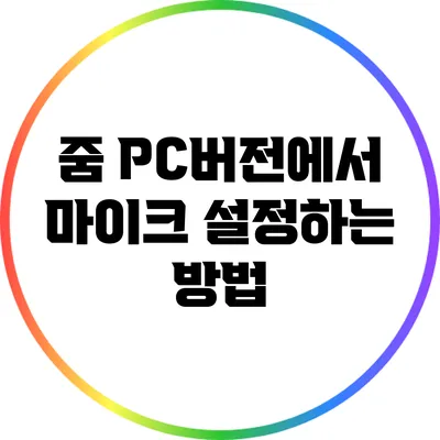 줌 PC버전에서 마이크 설정하는 방법