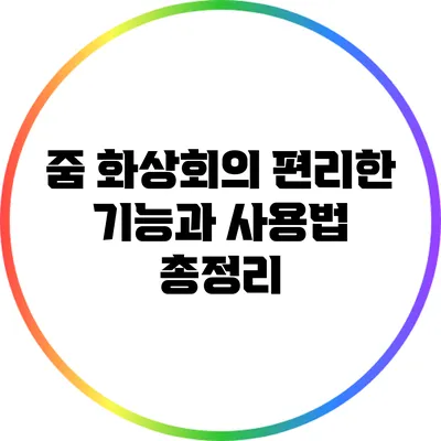 줌 화상회의 편리한 기능과 사용법 총정리