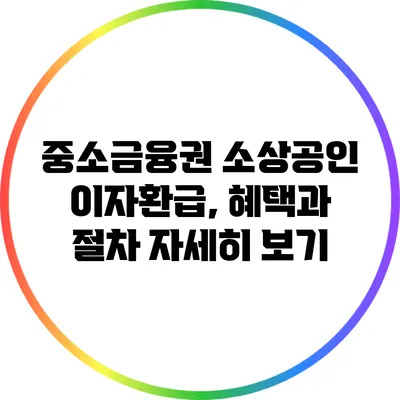 중소금융권 소상공인 이자환급, 혜택과 절차 자세히 보기