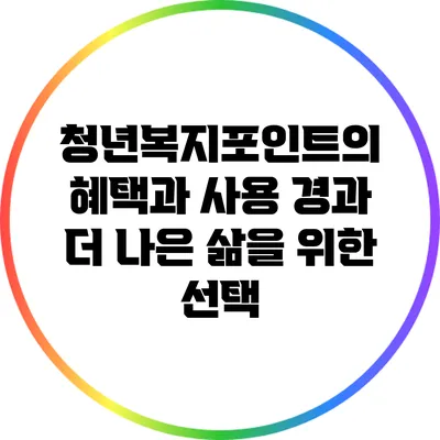 청년복지포인트의 혜택과 사용 경과: 더 나은 삶을 위한 선택