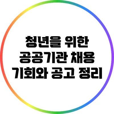 청년을 위한 공공기관 채용 기회와 공고 정리