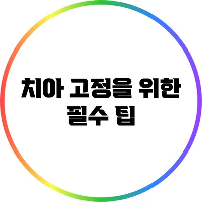 치아 고정을 위한 필수 팁