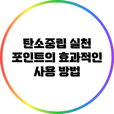탄소중립 실천 포인트의 효과적인 사용 방법