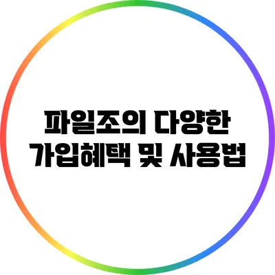 파일조의 다양한 가입혜택 및 사용법