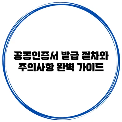 공동인증서 발급 절차와 주의사항 완벽 가이드
