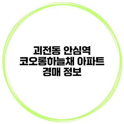 괴전동 안심역 코오롱하늘채 아파트 경매 정보
