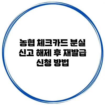 농협 체크카드 분실 신고 해제 후 재발급 신청 방법