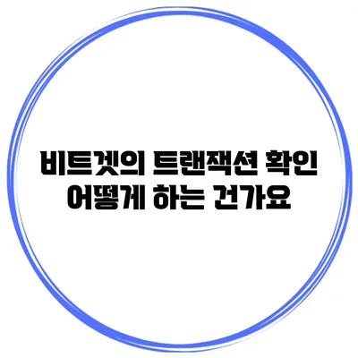 비트겟의 트랜잭션 확인 어떻게 하는 건가요?
