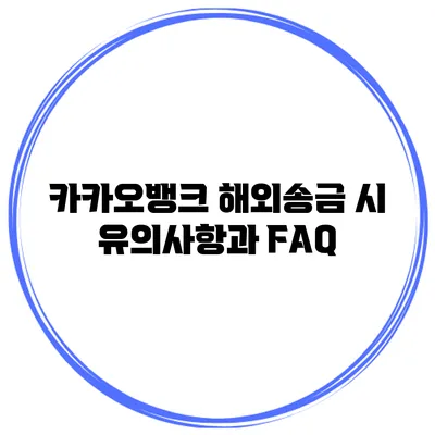 카카오뱅크 해외송금 시 유의사항과 FAQ