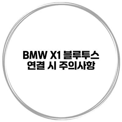 BMW X1 블루투스 연결 시 주의사항
