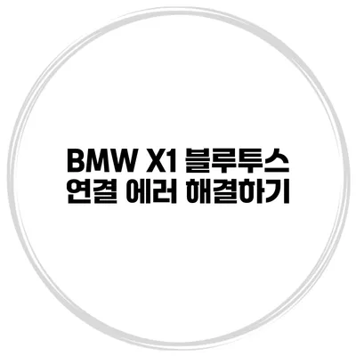 BMW X1 블루투스 연결 에러 해결하기