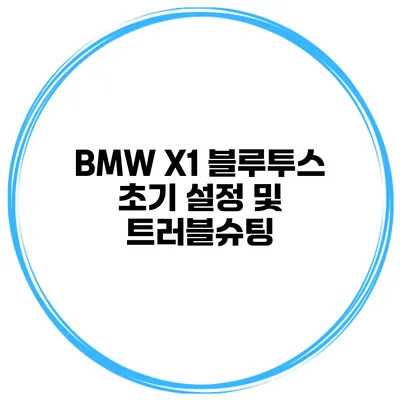 BMW X1 블루투스 초기 설정 및 트러블슈팅