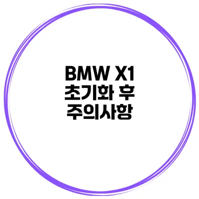 BMW X1 초기화 후 주의사항