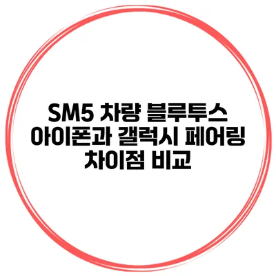 SM5 차량 블루투스 아이폰과 갤럭시 페어링 차이점 비교