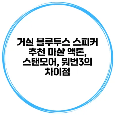 거실 블루투스 스피커 추천 마샬 액톤, 스탠모어, 워번3의 차이점