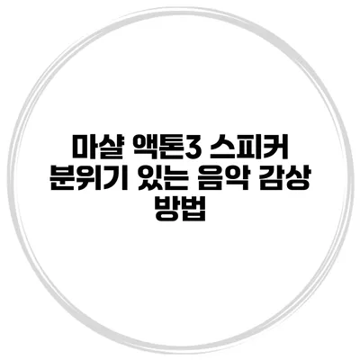 마샬 액톤3 스피커 분위기 있는 음악 감상 방법