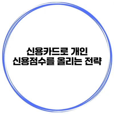 신용카드로 개인 신용점수를 올리는 전략