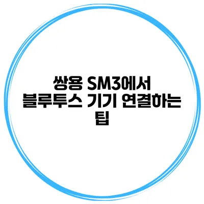 쌍용 SM3에서 블루투스 기기 연결하는 팁