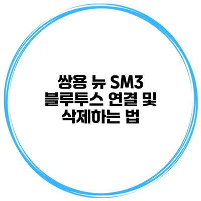 쌍용 뉴 SM3 블루투스 연결 및 삭제하는 법