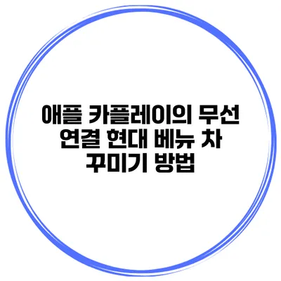 애플 카플레이의 무선 연결 현대 베뉴 차 꾸미기 방법