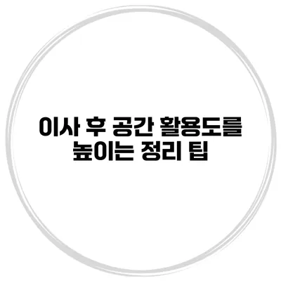 이사 후 공간 활용도를 높이는 정리 팁